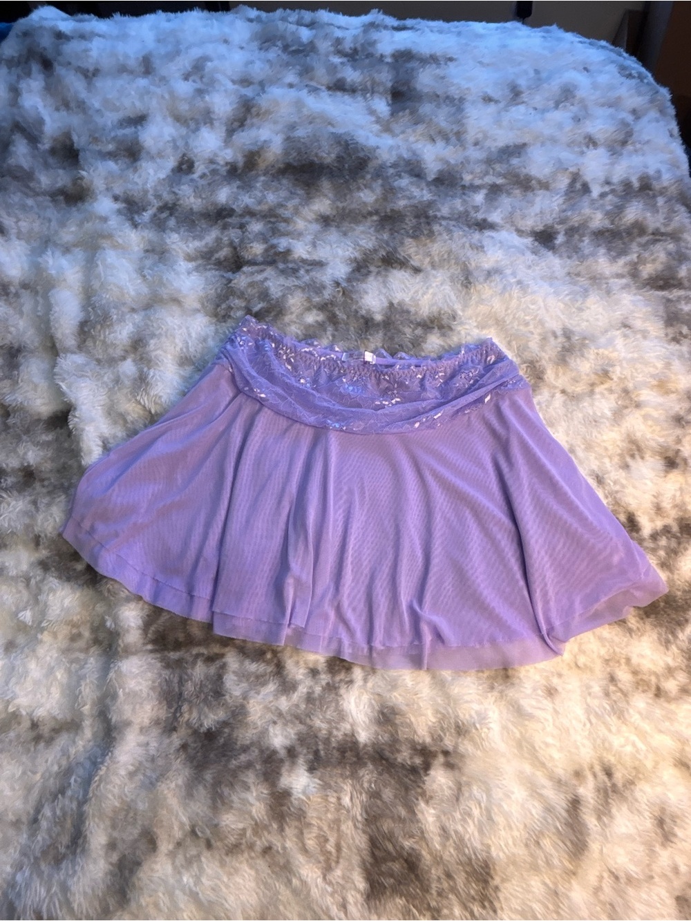 Delicate Lavender lingerie Mini Skirt with Lace Waist